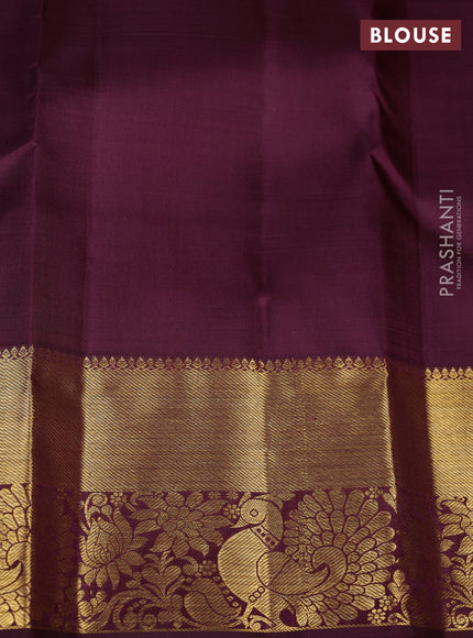 Pure kanchipuram silk saree lavender and deep wine with zari woven buttas and rich zari woven border