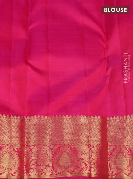 Pure kanchipuram silk saree dark mustard and pink with zari woven buttas and zari woven border