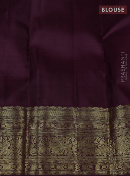 Pure kanchipuram silk saree deep wine with zari woven buttas and zari woven border