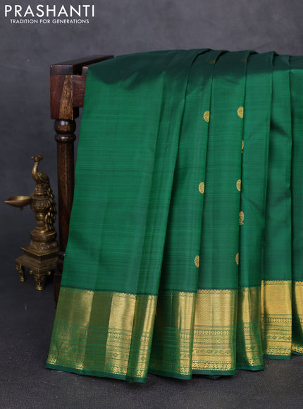 Pure kanchipuram silk saree green with allover zari woven buttas and rich zari woven border