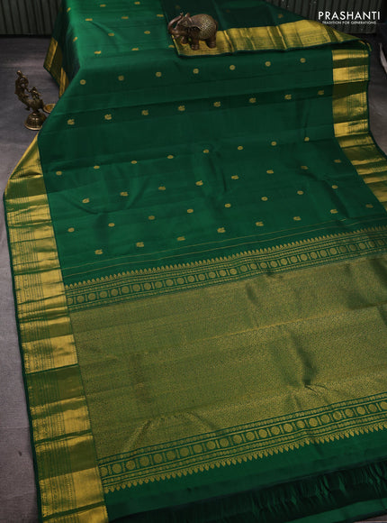 Pure kanchipuram silk saree green with allover zari woven buttas and rich zari woven border