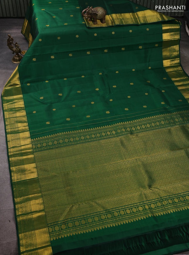 Pure kanchipuram silk saree green with allover zari woven buttas and rich zari woven border