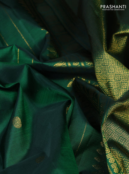 Pure kanchipuram silk saree green with allover zari woven buttas and rich zari woven border