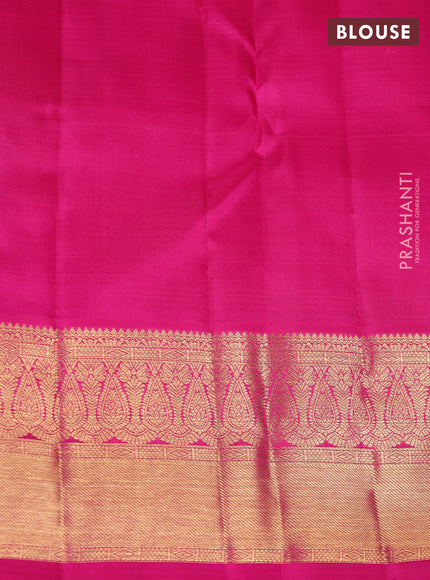 Pure kanchipuram silk saree dual shade of bluish green and pink with zari woven buttas and rich zari woven border