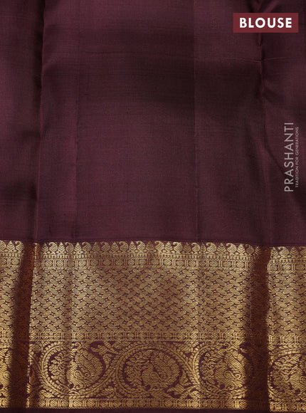 Pure kanchipuram silk saree mehendi green and coffee brown with zari woven buttas and zari woven border