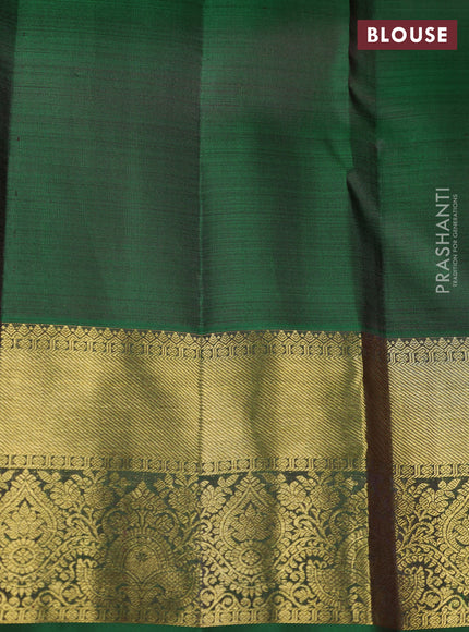 Pure kanchipuram silk saree magenta pink and green with allover small zari checks & 1000 buttas and rich zari woven border
