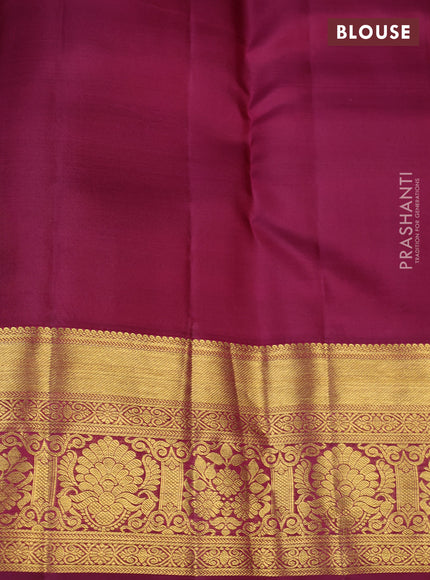 Pure kanchipuram silk saree pastel purple and wine shade with allover small zari checks & buttas and rich zari woven border
