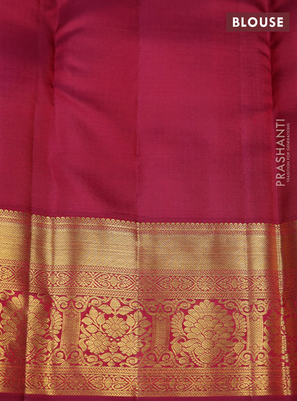 Pure kanchipuram silk saree mustard yellow and wine shade with allover small zari checks & buttas and rich zari woven border