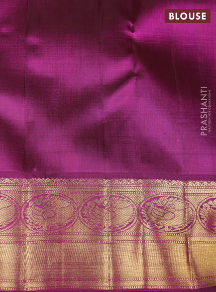 Pure kanchipuram silk saree dual shade of pinkish orange and pink with zari woven buttas and rich zari woven border