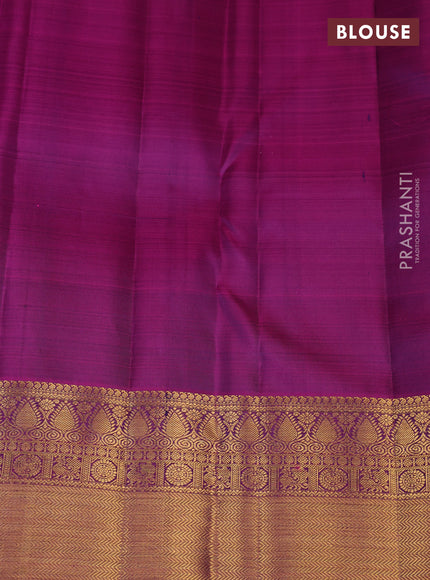 Pure kanchipuram silk saree deep violet and pink with zari woven buttas and zari woven border