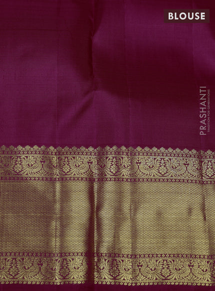 Pure kanchipuram silk saree wine shade with zari woven buttas and rich zari woven border