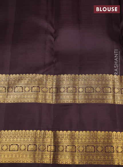 Pure kanchipuram silk saree maroon and coffee brown with zari woven buttas and long rettapet zari woven border