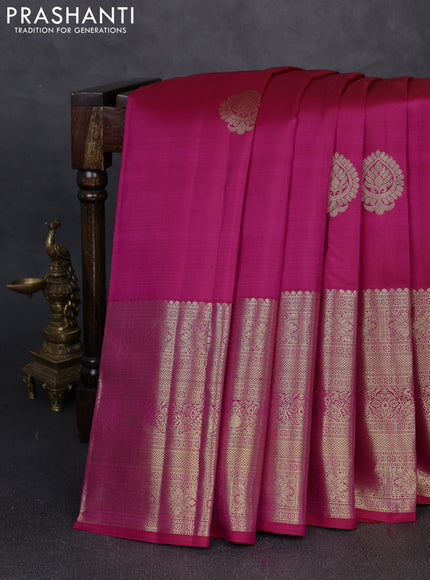 Pure kanchipuram silk saree pink with zari woven buttas and long zari woven border