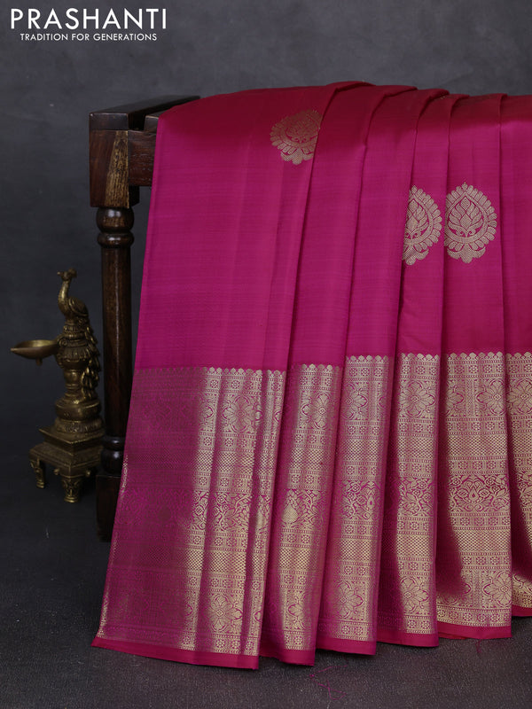 Pure kanchipuram silk saree pink with zari woven buttas and long zari woven border