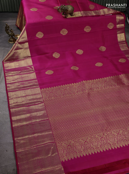 Pure kanchipuram silk saree pink with zari woven buttas and long zari woven border
