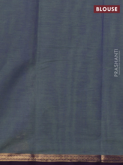 Kanchi cotton saree dual shade of greenish blue and purple with zari woven buttas and zari woven border