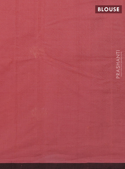 Kanchi cotton saree dark peach and brown with zari woven buttas and piping border