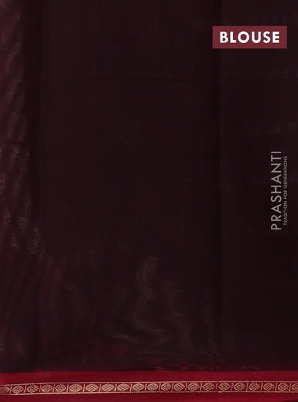 Kanchi cotton saree deep maroon and maroon with allover thread stripe pattern and zari woven border