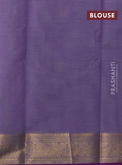 Kanchi cotton saree lavender and purple with zari woven buttas and zari woven border