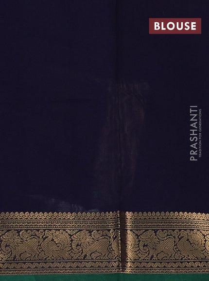 Kanchi cotton saree navy blue and green with zari woven buttas and zari woven border