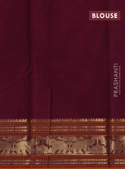 Kanchi cotton saree wine shade and dark mustard with allover thread checks & 1000 buttas and zari woven border