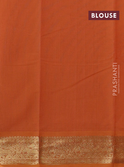 Kanchi cotton saree orange with zari woven buttas and zari woven border