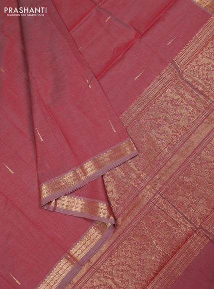 Kanchi cotton saree maroon shade with zari woven buttas and zari woven border