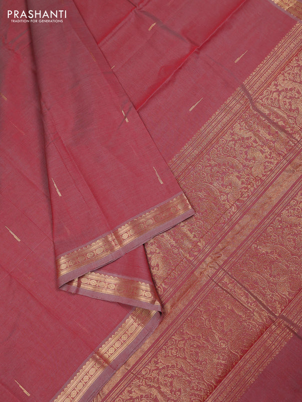 Kanchi cotton saree maroon shade with zari woven buttas and zari woven border
