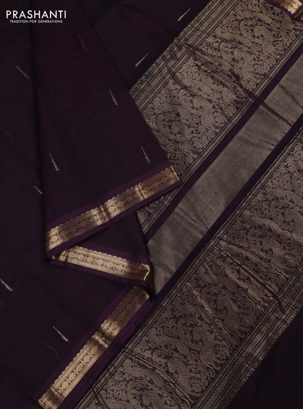 Kanchi cotton saree wine shade with zari woven buttas and zari woven border