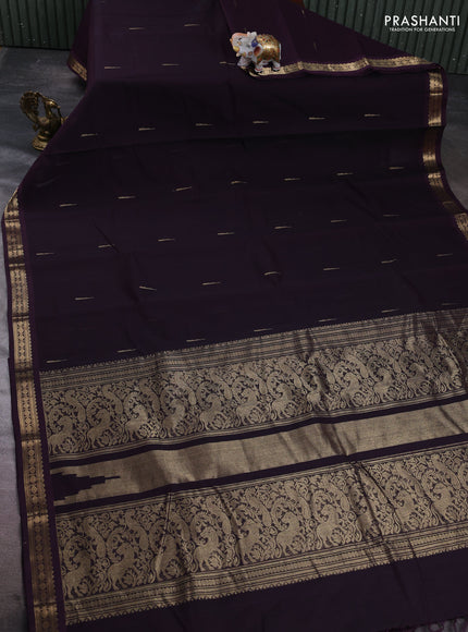 Kanchi cotton saree wine shade with zari woven buttas and zari woven border