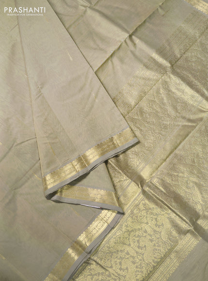 Kanchi cotton saree elaichi green with zari woven buttas and zari woven border