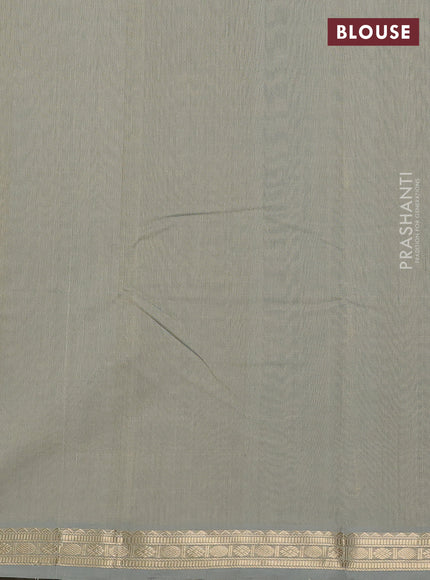 Kanchi cotton saree elaichi green with zari woven buttas and zari woven border