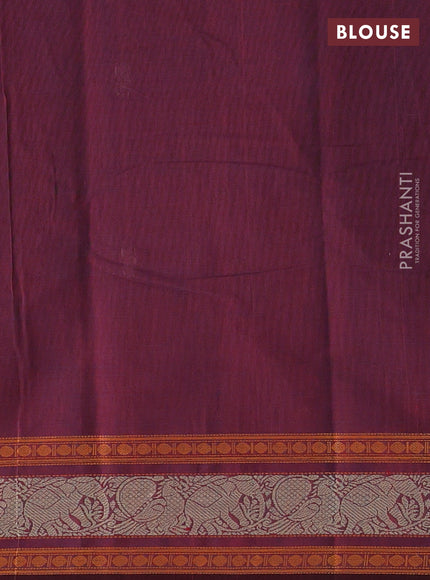 Kanchi cotton saree deep maroon with thread woven buttas and thread woven border