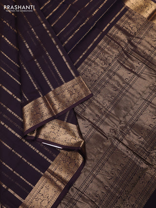 Kanchi cotton saree coffee brown with allover zari weaves pattern and zari woven border