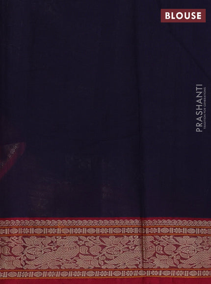 Kanchi cotton saree navy blue and maroon with allover thread weaves pattern and thread woven border