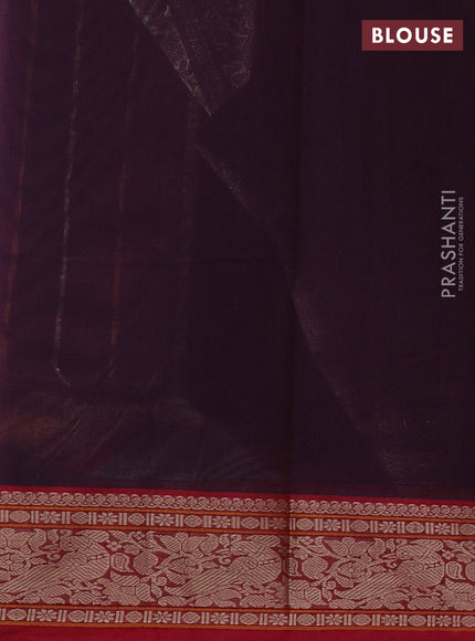 Kanchi cotton saree deep wine and maroon with allover thread weaves pattern and thread woven border