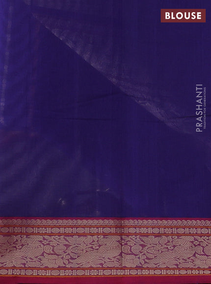 Kanchi cotton saree blue and pink with allover thread weaves pattern and thread woven border