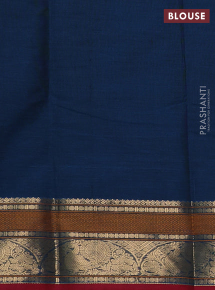 Kanchi cotton saree peacock green and maroon with allover zari woven buttas and zari woven border