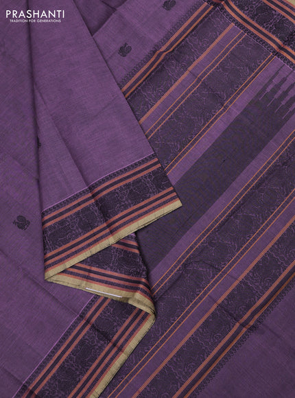 Kanchi cotton saree pastel purple with thread woven buttas and thread woven border