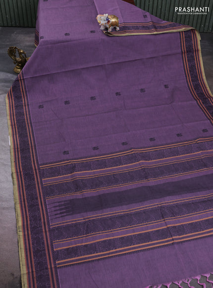 Kanchi cotton saree pastel purple with thread woven buttas and thread woven border
