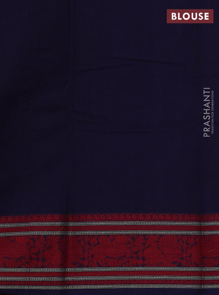 Kanchi cotton saree navy blue with thread woven buttas and thread woven border