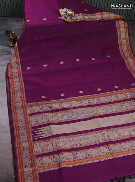 Kanchi cotton saree wine shade with thread woven buttas and thread woven border