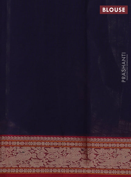 Kanchi cotton saree navy blue and magenta pink with allover thread weaves pattern and thread woven border