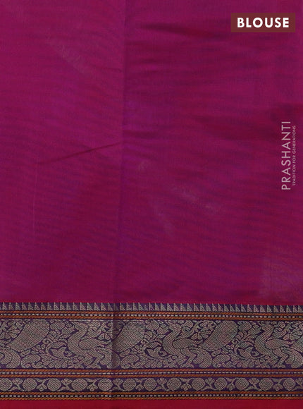 Kanchi cotton saree magenta pink with allover thread checks & buttas and thread woven border