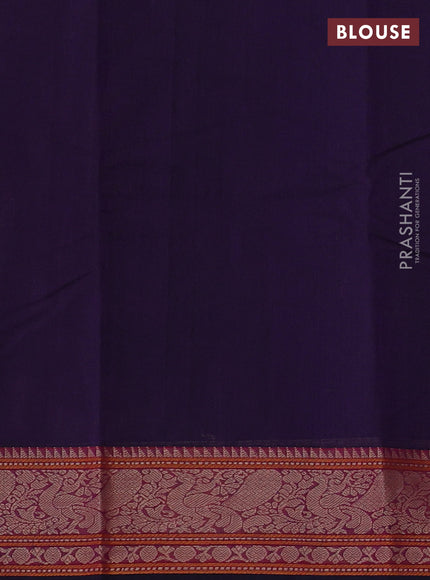 Kanchi cotton saree violet with allover thread checks & buttas and thread woven border
