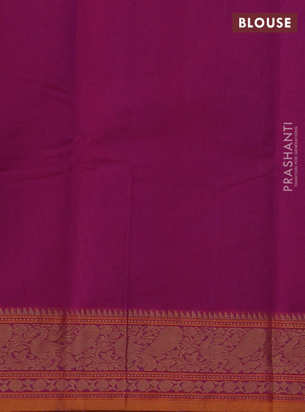 Kanchi cotton saree magenta pink and mustard yellow with allover thread checks & buttas and thread woven border