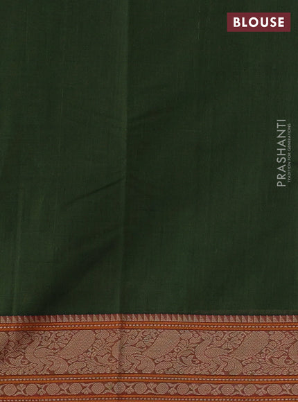 Kanchi cotton saree olive green with allover zari woven checked pattern and thread woven border
