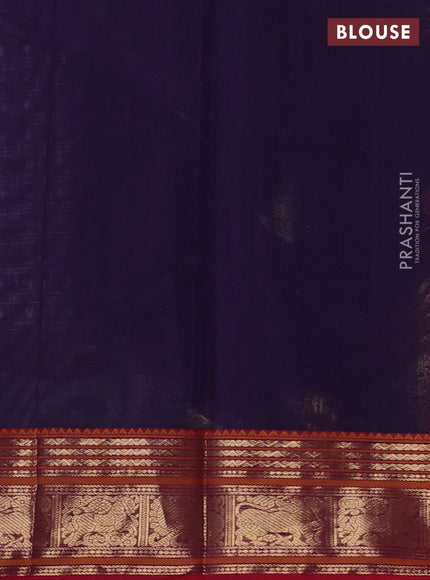 Kanchi cotton saree violet and maroon with allover zari woven checked pattern and zari woven border