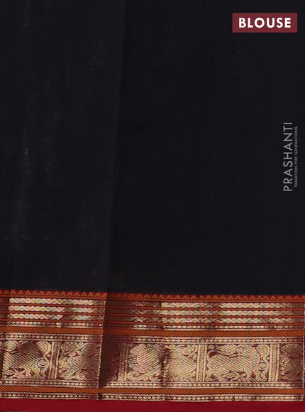 Kanchi cotton saree black and maroon with allover zari woven checked pattern and zari woven border