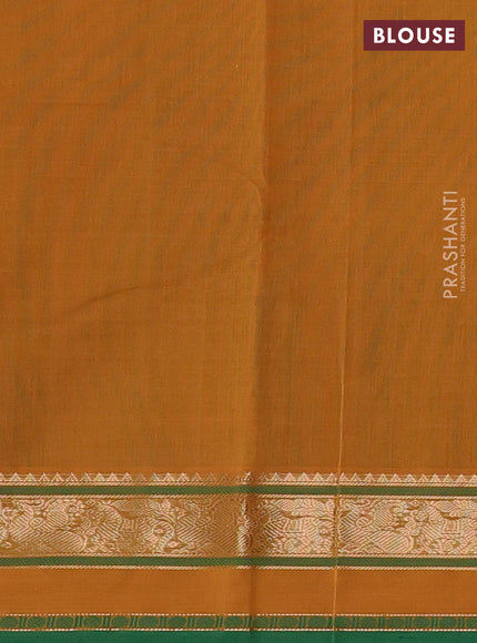 Kanchi cotton saree mustard yellow and green with zari woven buttas and zari woven border